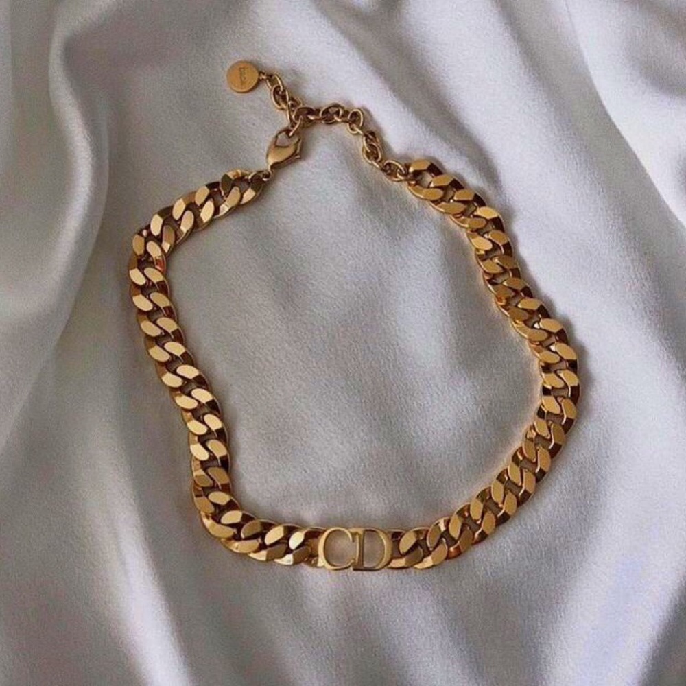 Dior Gold Necklace CD Choker NEW